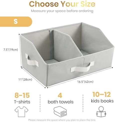 Closet Organizers Storage, Small Collapsible Bin 6pc, Light Gray - Image 2