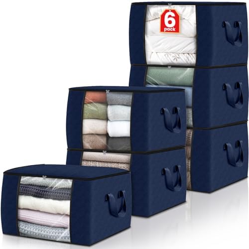 Fab totes 6 Pack Storage Bags for Clothes Blanket Storage Bins with Lids by Fabtotes