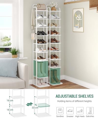 Hzuaneri 10 Tiers Vertical Shoe Rack, Tall Shoe Shelf with 2 Hooks - Image 4
