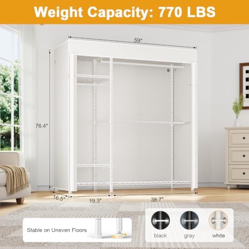 ULIFHOME F7C Clothes Rack with Cover, Covered Clothing Rack Heavy Duty - Image 4