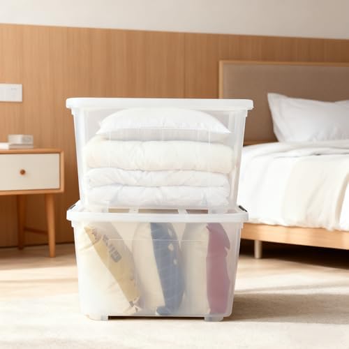 Clear Large Storage Bins with Lids and Wheels, 70L, 4-Pack - Image 5