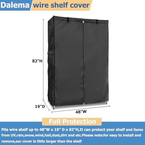Wire Rack Covers,Heavy Duty 600D Dustproof Waterproof Storage Rack Covers for Metal Shelves,Storage Shelf Cover with Zipper for Wire Shlef,48''W x 19''D x 82''H,Black with Clear Front - Image 2