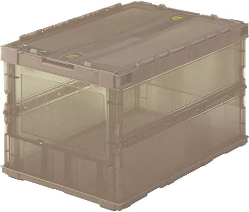 TRUSCO TSK-C50B-BR Thin Folding Container Scale, 16.9 gal (50 L) with Locking Lid, Brown, Storage Case by Trusco