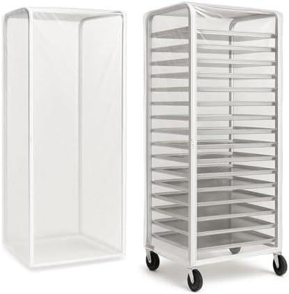 Bun Rack Cover - Transparent PVC with 4 Sided Zippers - Universal 20 Tier Sheet Pan & Speed Rack Cover - Heavy Duty, Waterproof & Dustproof Bakery rack cover by Unknown