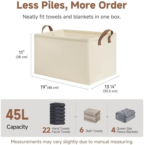 StorageWorks 45L Closet Storage Bins, Storage Baskets, Beige, 2-Pack - Image 6