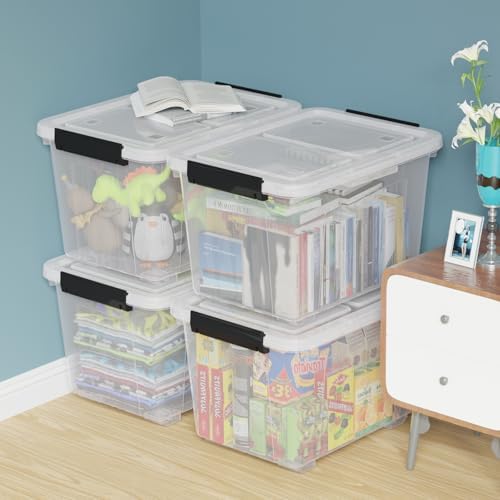 50 Quart Clear Large Storage Totes with Wheels, Plastic Storage Box with Lid, 4-Pack - Image 4