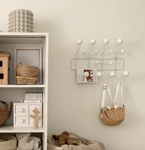 Classic Mid Century Hang it All Coat Rack, Modern Wall Mounted Hooks with Painted Solid Wooden Balls(Multi Colors Available) (White) - Image 5