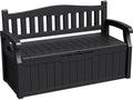 Greesum 80 Gallon Storage Bench Outdoor Deck Box with Armrest, Black by BuynowfromGreesum