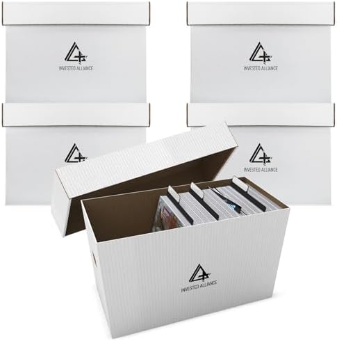 Invested Alliance Premium Short Comic Book Storage Box Organizer with Lid | Thick Cardboard Comic Storage Box For Collectibles Fits 150-175 Current/Silver Age, Heavy Duty & Stackable. by InvestedAlliance
