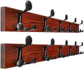 WEBI Coat Rack Wall Mount,30" Solid Wood Coat Hooks Wall Mounted Coat Hanger,16" Hole to Hole,Heavy Duty Hook Rack Rail,5 Triple Hooks for Hanging Coats,Jacket,Clothes,Hat,Backpack,Cherry,2 Packs by WEBI