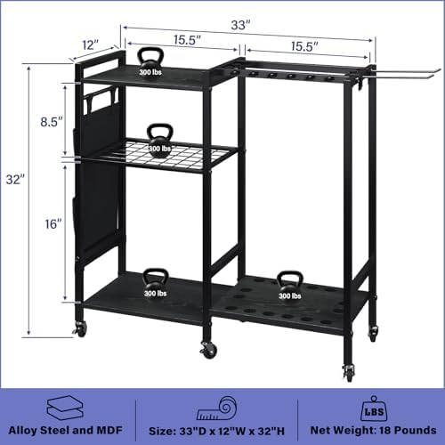 TC-HOMENY 16-Rod Fishing Rod Holder for Garage, Fishing Pole Rack Cart Fit All Fishing Rods, 3 Tier Fishing Tackle Storage Organizer Rack with Storage Bag, For Living Room - Image 2
