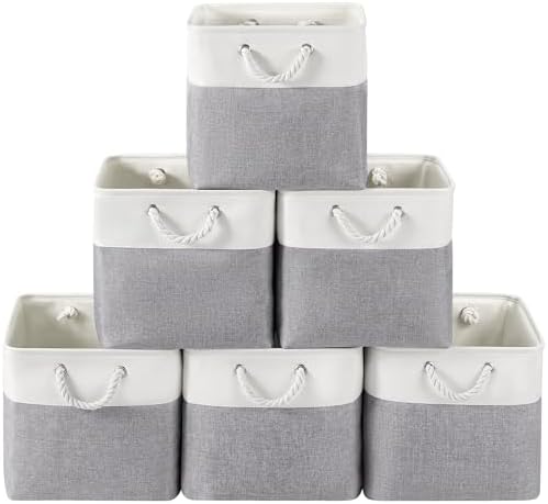13x13 Inch Foldable Fabric Cube Storage Bins with Handles 6 Pack by VQRTEXAStorageBasket