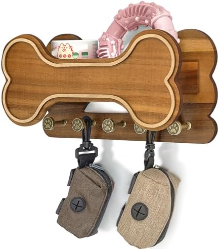 MTERSN Dog Leash Holder for Wall with Shelf for Pet Adoption Gift, Brown by MTERSN