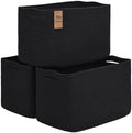 Baskets for Organizing,Storage Baskets,3 Pack Baskets for Shelfves,15"×10"×9" Woven Black Basket,toy storage bins,bins for organization by Degeyoyo