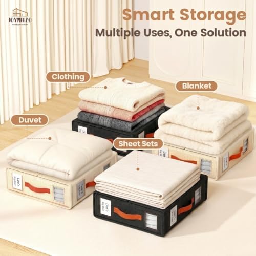 Bed Sheet Organizers, Foldable Linen Closet Storage, 6 Pack, Black - Image 6