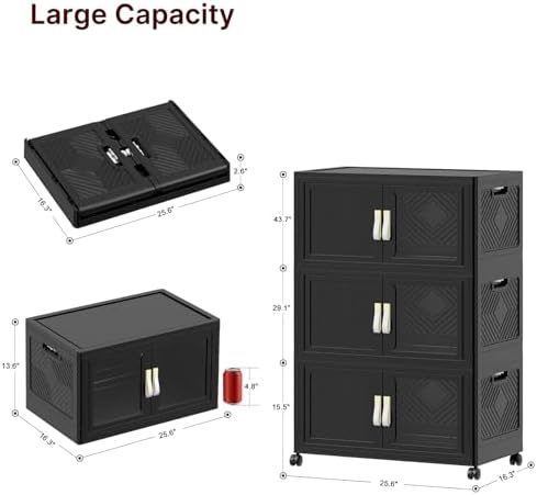 552QT Stackable Storage Bins with Lids, 138Gal Foldable Storage Cabinets - Image 2