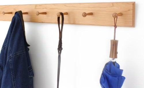 Cherry Shaker Peg Rack 4.5" Extra Wide (Natural, 35" x 4.5" with 6 pegs) - Image 2