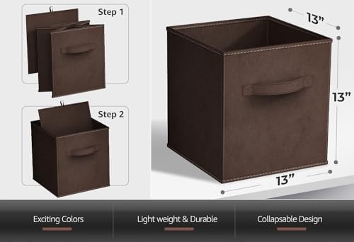 Sorbus Fabric Storage Cubes, 6-Pack Foldable Bins (13 Inch, Chocolate) - Image 3
