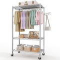 Metal Rolling Clothes Rack 695LBS Wardrobe Rack with Wheels Chrome by Unknown