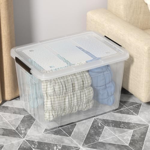 70 Quart Large Clear Plastic Storage Boxes with Wheels, 4 Packs - Image 4