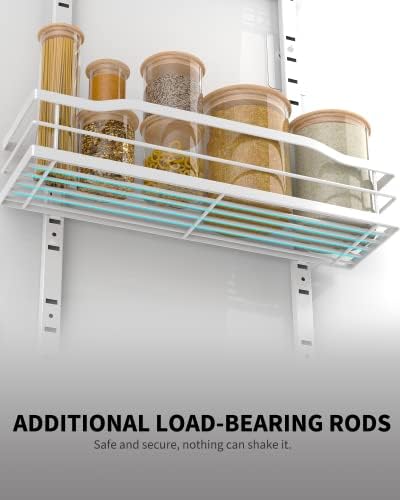 Moforoco White 6-Tier Over Door Pantry Organizer, Pantry Organization Storage, Door Metal Hanging Spice Rack Basket Shelves, Home Kitchen Apartment Essentials, Laundry Room Bathroom Organization - Image 5