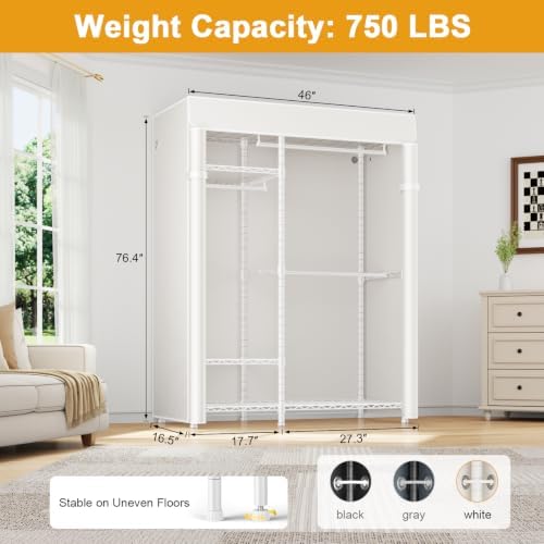 ULIFHOME F7C Medium Clothes Rack with Cover, 6-Tier Covered Clothing Rack - Image 4