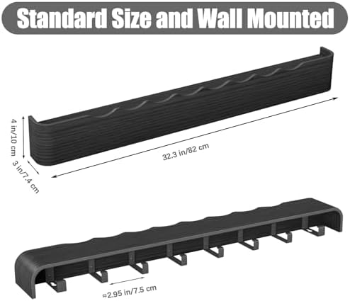 Coat Rack Wall Mount with Shelf 8 Hidden Hooks Modern Wooden Key Holder Entryway Organizer for Hallway Bedroom Bathroom Home Decor Storage for Hanging Coats Hats Bags Towels, Wave-Shape Black - Image 6