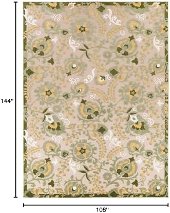 Nourison Home Aloha Ivory Green 9' x 12' Area Rug - Easy Clean, Non Shedding, Bed Room, Living Room, Dining Room, Kitchen (9' x 12') - Image 3
