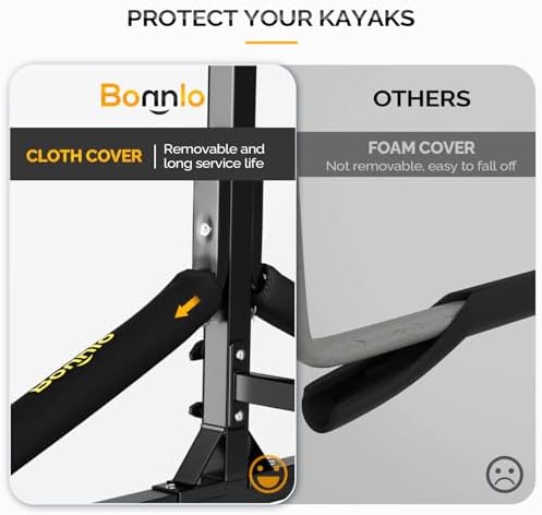 Bonnlo Kayak Stand Freestanding Storage Rack for Kayak Canoe Boat Paddle Board SUP Surfboard for Indoor Outdoor Garage, Shed, Dock with Lockable Wheels Wide Adjustable - Image 6