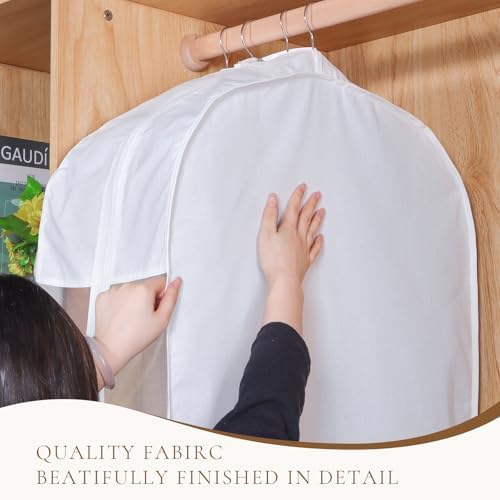 Univivi 50 Inch Cotton Hanging Garment Bags for Storage 2 Pack, White - Image 4