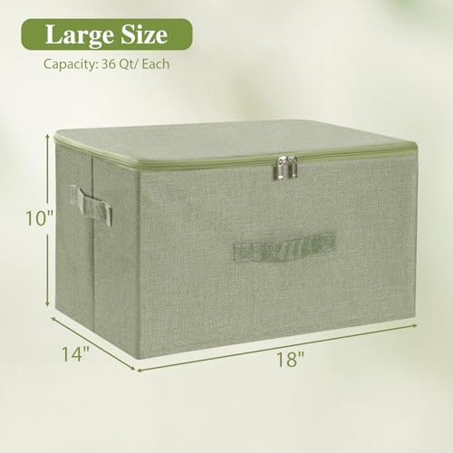 ANMINY Fabric Storage Bins with Zipper Lids, 18"x14"x10", Green, 3 PCS - Image 6
