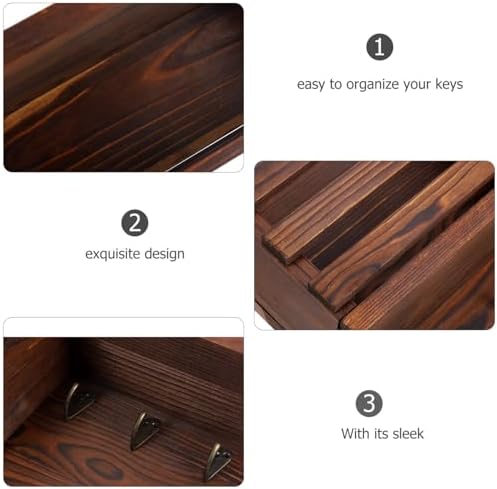 ARTIBETTER Key Holder Entryway Wood Floating Shelf Umbrella Hook Wooden Mail Rack Organizer Wall Coat Hooks Farmhouse Hanging Mail Organizer Wall Key Rack Living Room Multifunction Decorate - Image 5