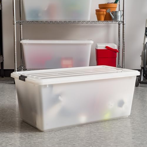 IRIS USA 4-Pack 91 Qt Stackable Storage Bins with Lids, Pearl - Image 4