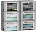 Sorbus Clothes Storage Bins with Metal Frame, Clear Window (6 Pack, Gray) by Sorbus