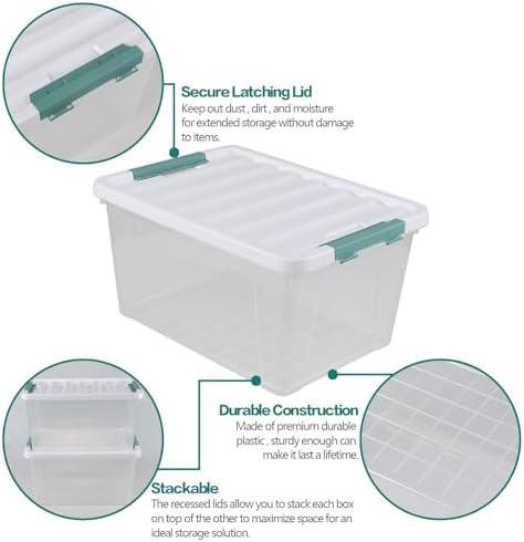 35 Qt Clear Plastic Storage Bins with Lids, 4-Pack Organizing Totes - Image 3