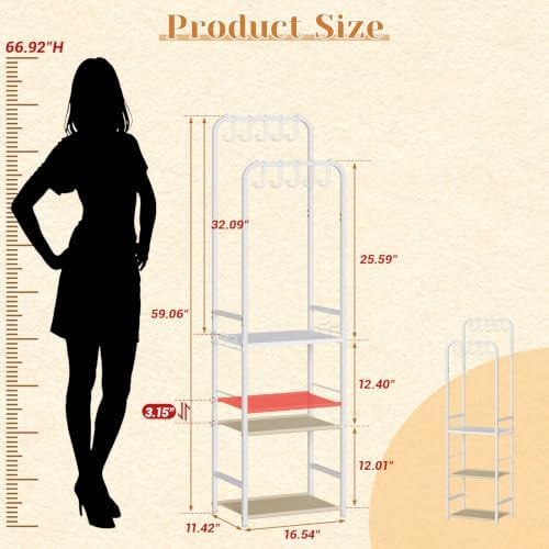 Tall Purse Organizer for Closet with 10 Purse Hanger & 6 Side Hooks, 5-Tier - Image 5