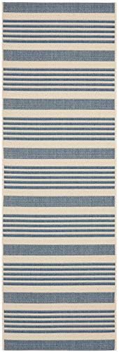 SAFAVIEH Courtyard Outdoor Runner Rug 2'3"x10', Beige & Blue CY6062-233 - Image 2
