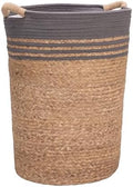 Seville Classics Premium Natural Handwoven Portable Laundry Bin Basket with Carrying Handles, Household Storage for Clothes, Linens, Sheets, Hamper with Liner, Gray by Unknown