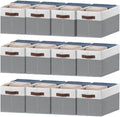 JTIEO 12 Pack Large Storage Baskets for Shelves 15"x11", Fabric Storage Bins with Handles, Collapsible Decorative Storage Baskets for Organizing Clothes, Toys, Closet, Nursery by JTIEO
