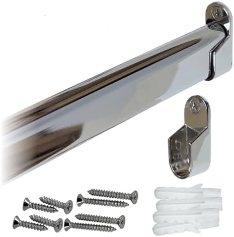 CUSTOM CUT | Oval Closet Rod | Up to 94" | Screw-on Wall Brackets | Polished Chrome by Desunia