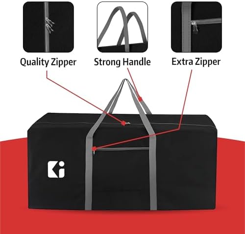 Kuber Industries Durable (2 Compartments) Storage Bags For Clothes Large With Zip | Packers & Movers Under Bed Storage Organizer Box for Clothes, Blanket & Toys | Grey & Black - Image 4