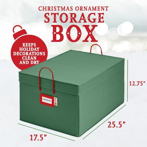 HOLDN’ STORAGE Christmas Ornament Storage Box with Dividers, Holds Up to 72 Ornaments (4 Inches), Large Organizer with 3 Stackable Trays - Green - Image 4