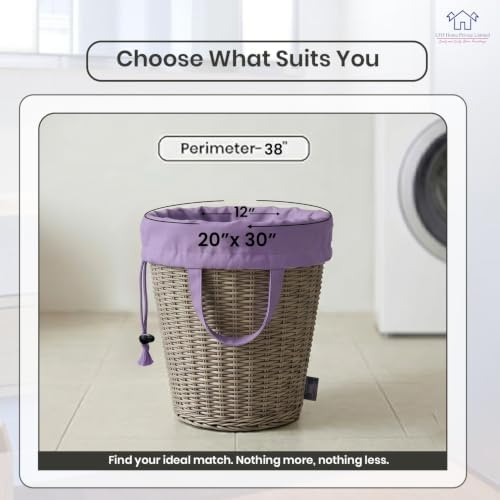LFH Home Cotton Rich Large Premium Canvas Laundry Bag, Heavy Duty Washable Laundry Hamper with Drawstring & Handles, Multi-Use Clothes Storage for Home, Travel & College 20"x30" (Pack of 4) - Lavender - Image 2