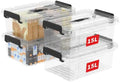 Cetomo Lidded Storage Bin with Handle, Storage Bins with Lid, Organizing Container with Secure Latching Buckles, Stackable and Nestable, Plastic, 18 Quart-4 Pack, Clear by Cetomo