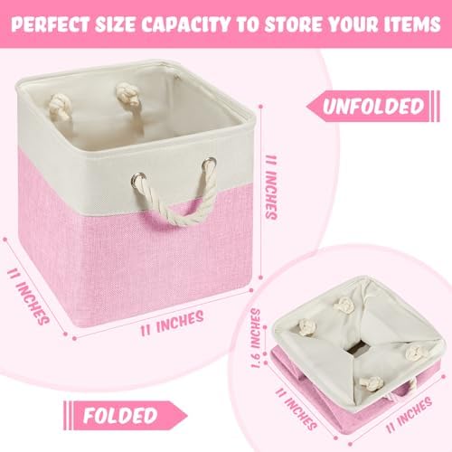 6 Pack 11x11 Inch Cube Storage Bins Fabric Square Cube Baskets, Mermaid - Image 2