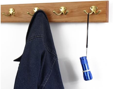 Cherry Coat Rack with Solid Brass Double Style Hooks (Cherry, 20" x 3.5" with 4 hooks) - Image 2