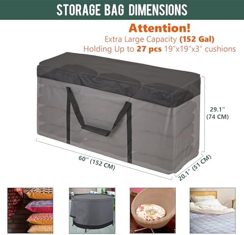 Rachmi 2-Pack 600D Extra Large Heavy Duty Cushion Storage Bag 152 Gal 60" - Image 3