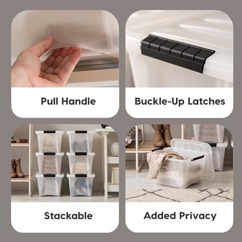 IRIS USA 6-Pack 19 Quart Storage Bins with Lids, Pearl - Image 3