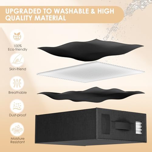 GODELAIF Sheet Organizers and Storage, Foldable Bed Sheet Organizer for Twin/Full/Queen/King Size, Linen Closet Organizers and Storage 4 Pack with Handle Window for Sheet Set Bedding Clothes Blanket - Image 3
