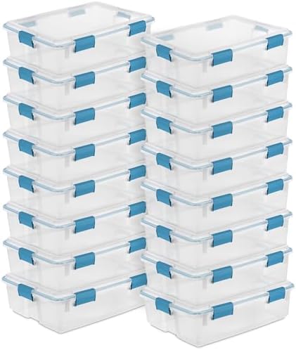 Sterilite Gasket Storage Box with Lids for Home & Office, 37 Quart, 16-Pack by Sterilite